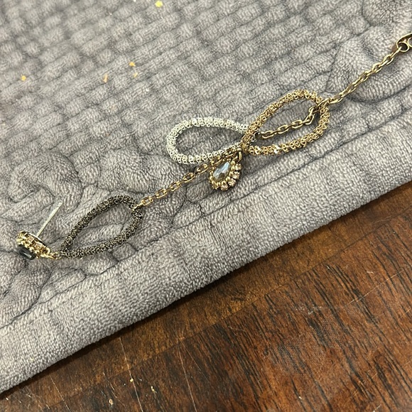 Designer Open Teardrop Loops Trio with Crystals  Earrings-Boutique - Picture 10 of 10